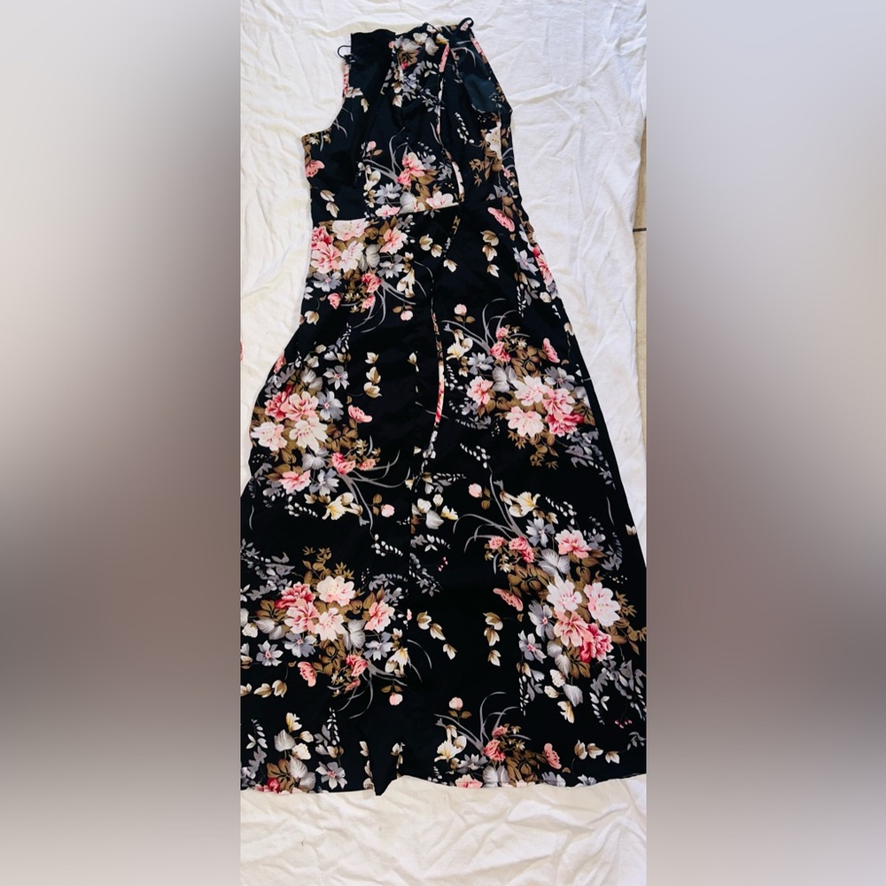 SHEIN Pink and Orange Ruched A-Line Maxi Skirt